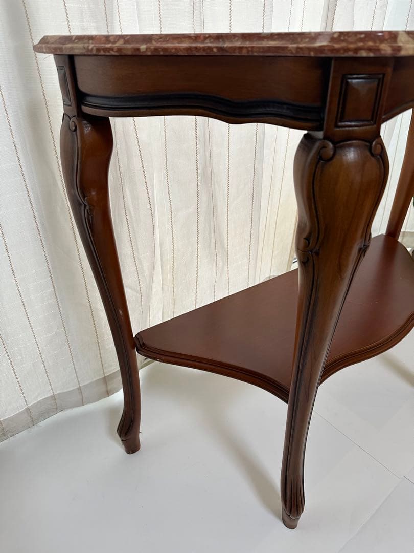 大理石 ロココ調 クラシック 猫脚 コンソールテーブル 電話台 家具