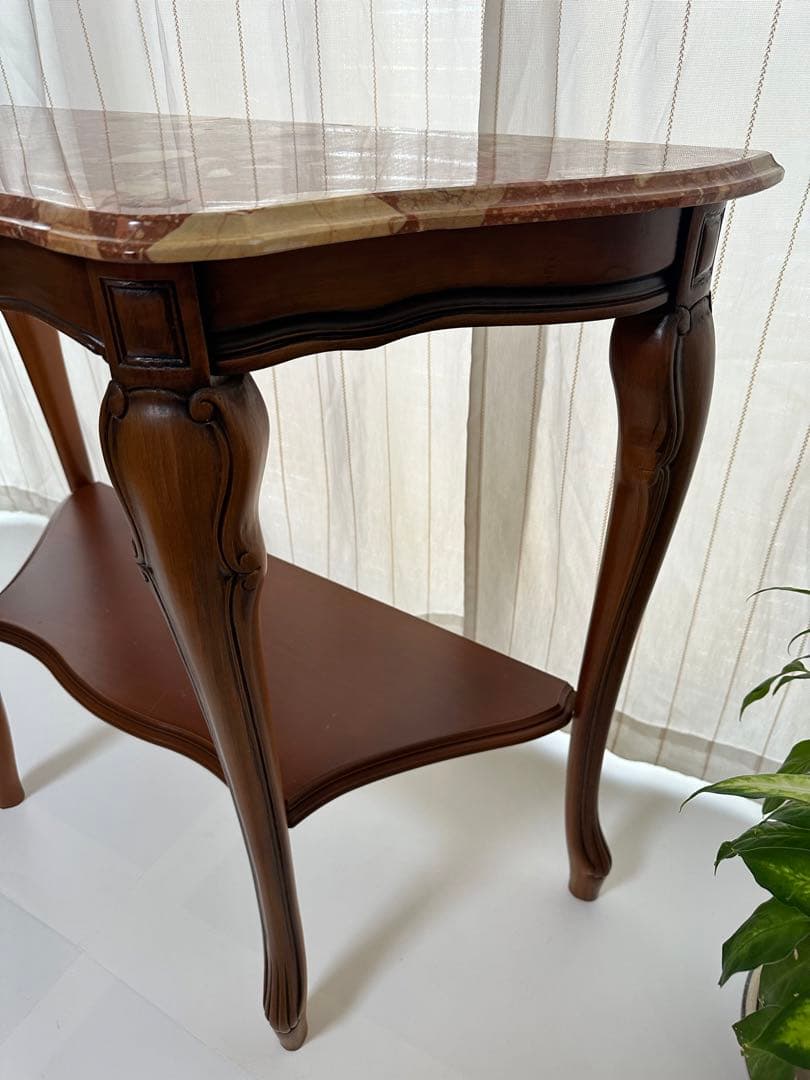 大理石 ロココ調 クラシック 猫脚 コンソールテーブル 電話台 家具