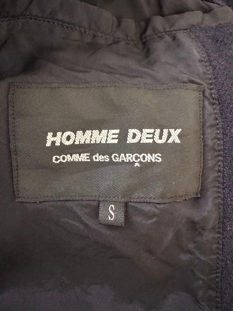 コムデギャルソンオムドゥ 縮絨ステンカラーコート S ネイビー