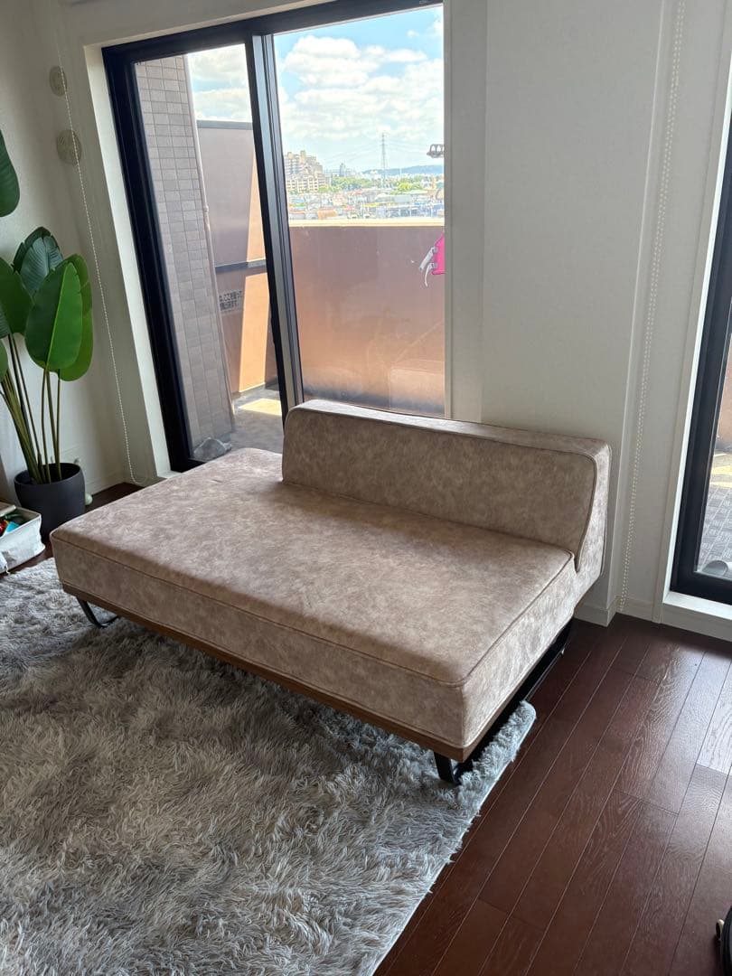 ベージュファブリックソファ 2人掛け