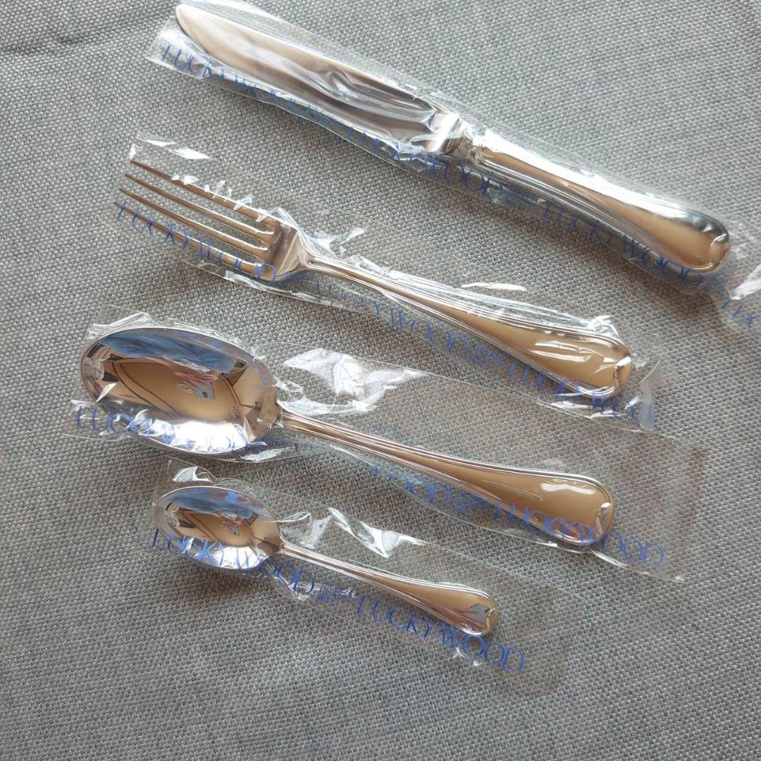 LUCKY WOOD 洋白銀器 EPNS ロムネー カトラリー4本セット未開封