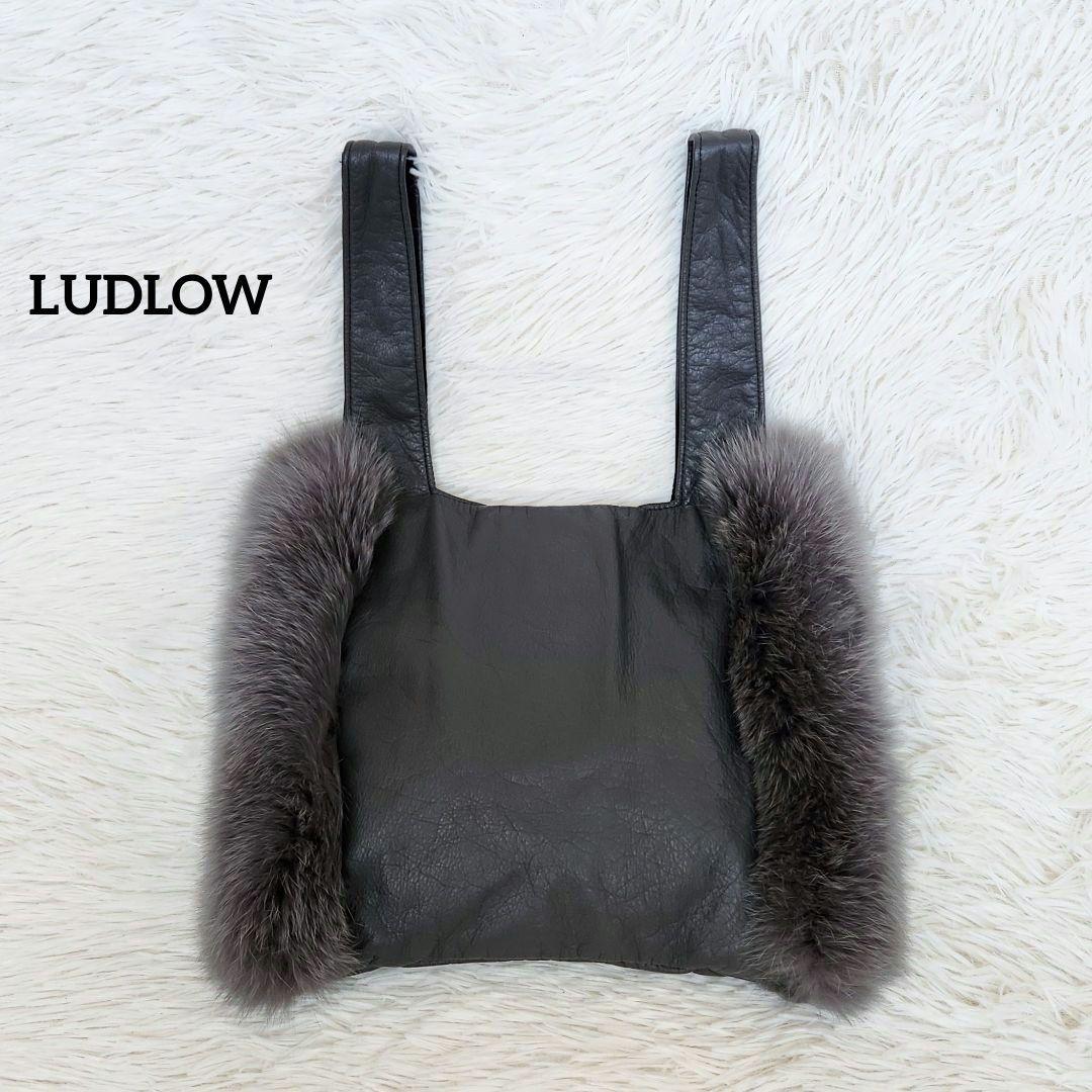 LUDLOW ラドロー レザー Foxファー トートバッグ グレー