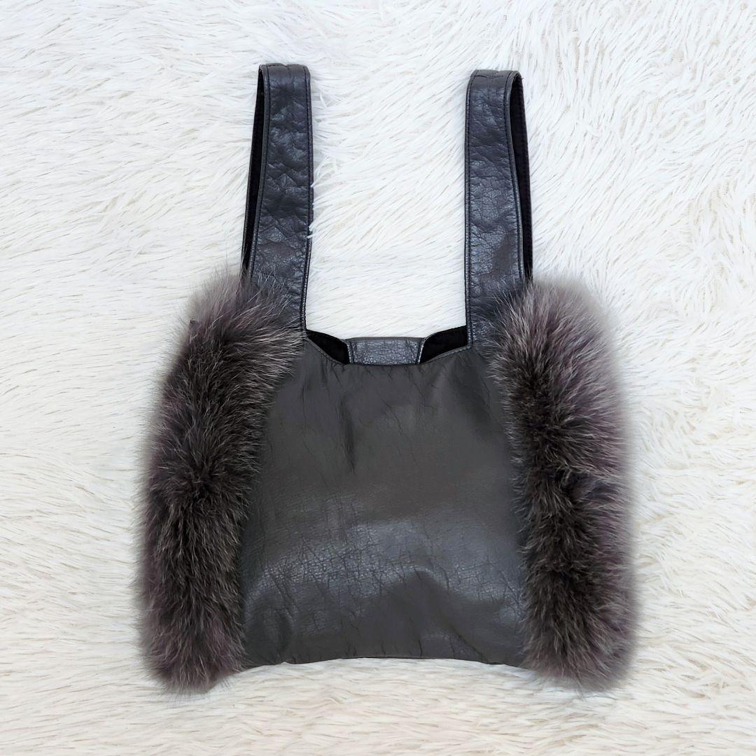 LUDLOW ラドロー レザー Foxファー トートバッグ グレー