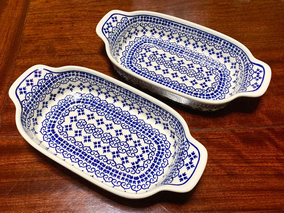 ポーリッシュポタリー ハンドル付き オーブン 皿 2セット