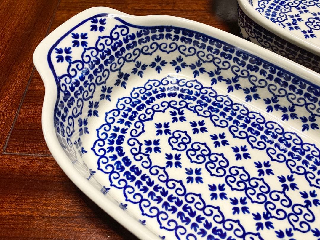 ポーリッシュポタリー ハンドル付き オーブン 皿 2セット