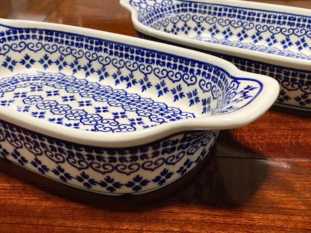 ポーリッシュポタリー ハンドル付き オーブン 皿 2セット