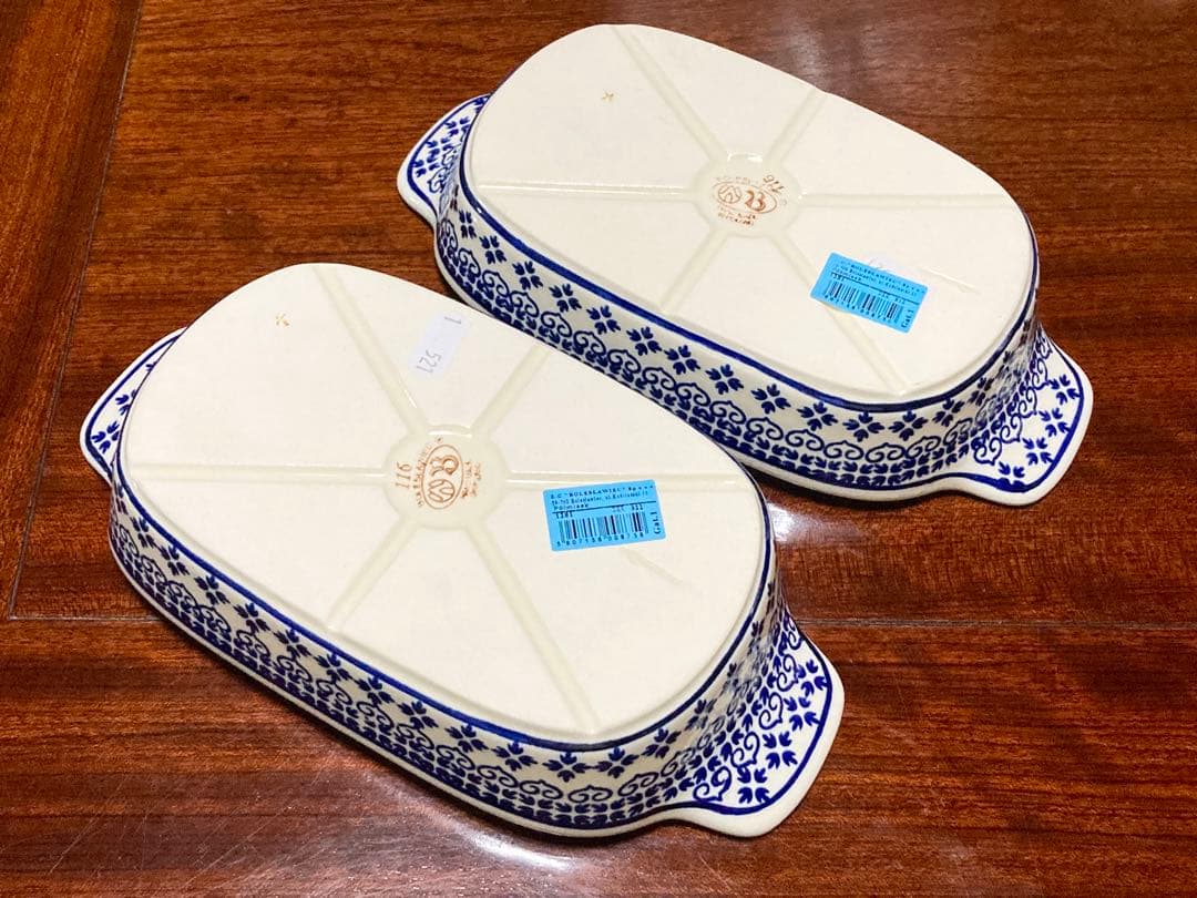 ポーリッシュポタリー ハンドル付き オーブン 皿 2セット