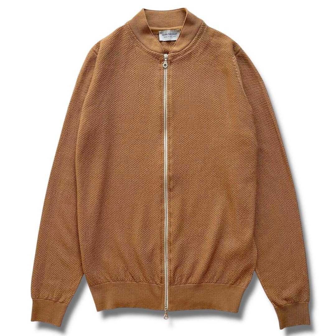 美品 JOHN SMEDLEY 30G ハニカム メリノウール ニット ブルゾン