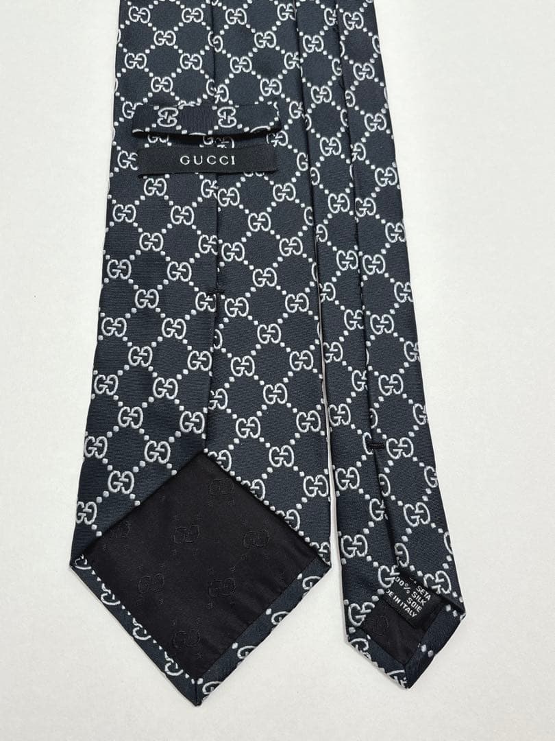 グッチ ネクタイ シルク GGライン GGチェーン ロゴ パターン バイカラー