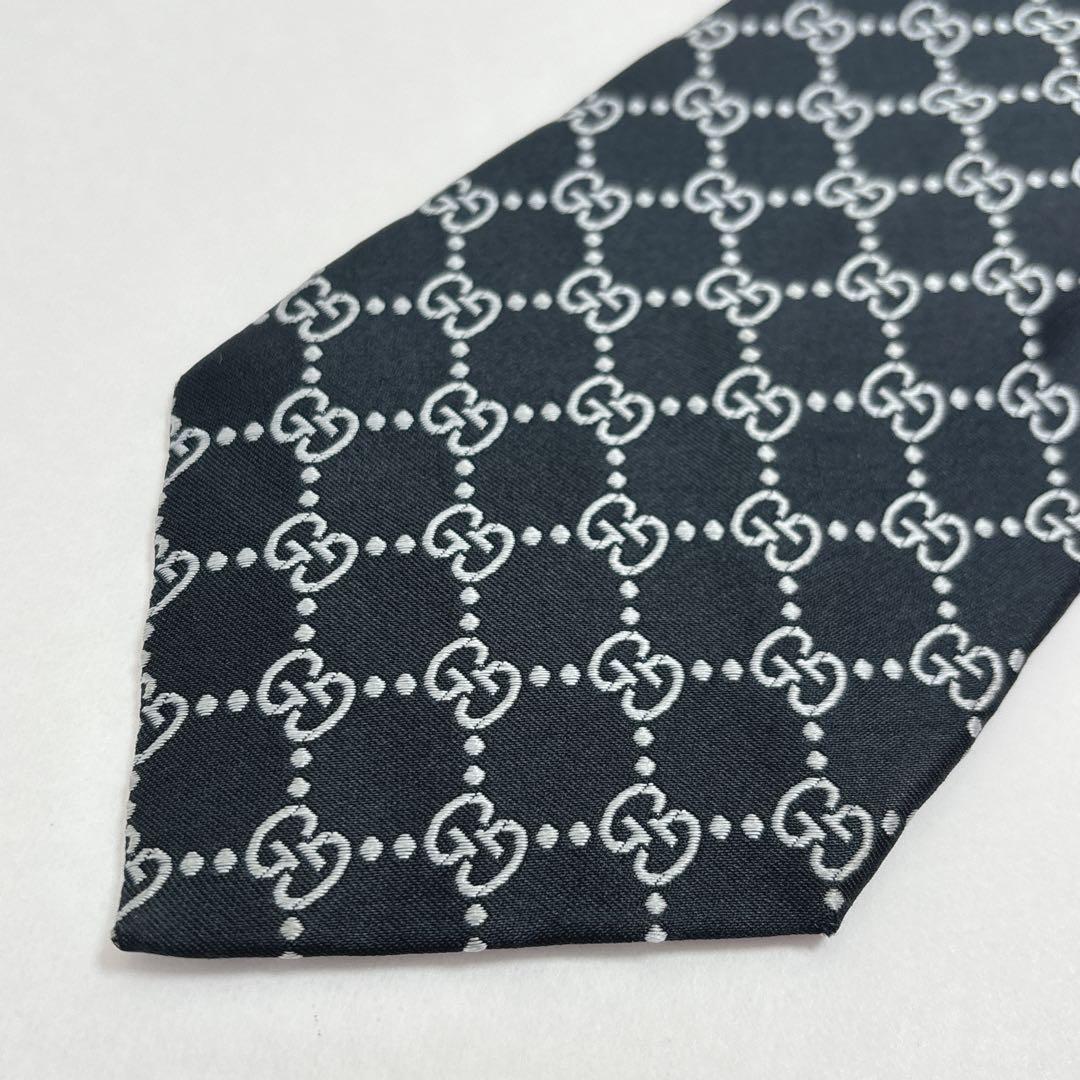 グッチ ネクタイ シルク GGライン GGチェーン ロゴ パターン バイカラー