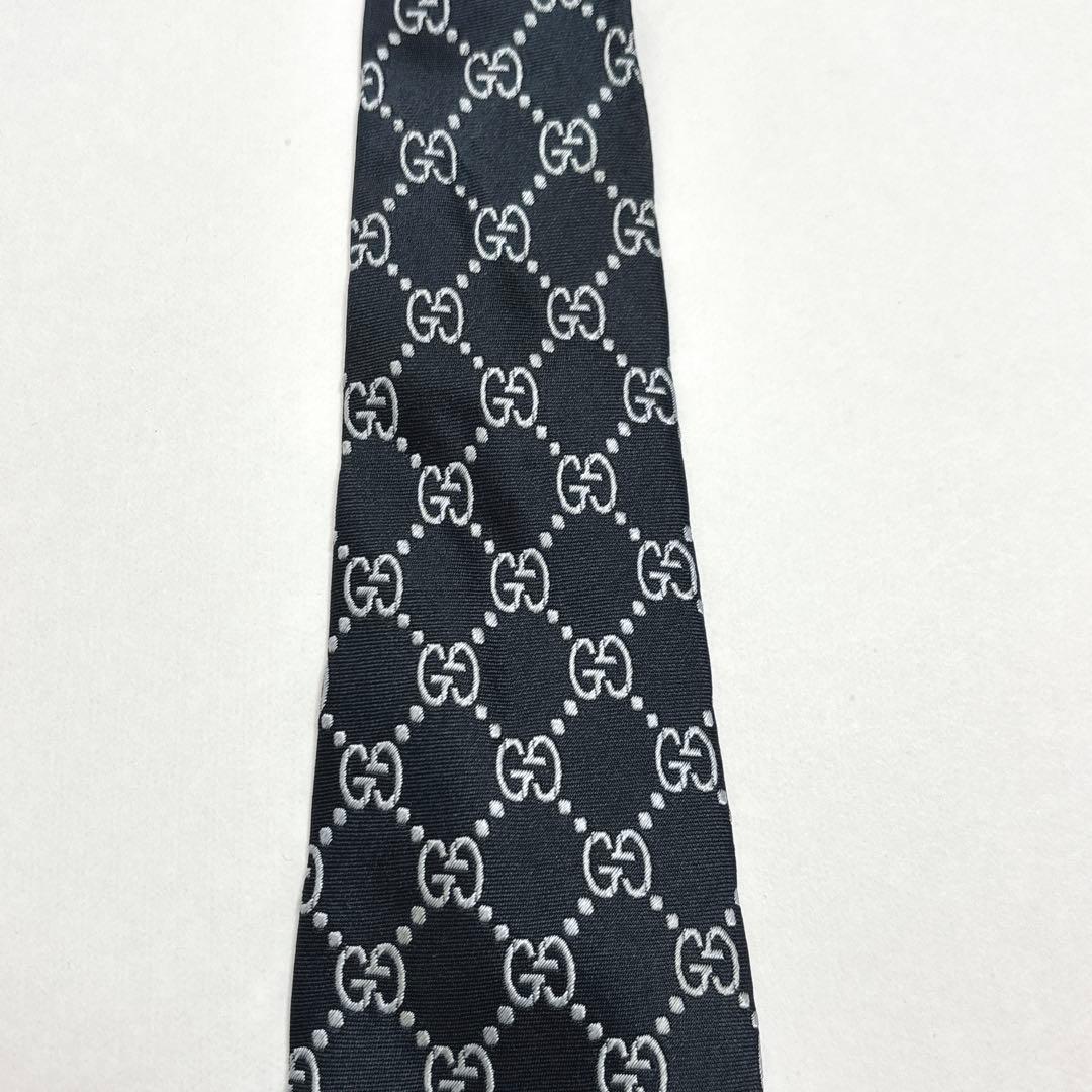 グッチ ネクタイ シルク GGライン GGチェーン ロゴ パターン バイカラー