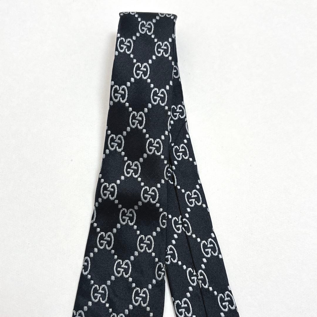 グッチ ネクタイ シルク GGライン GGチェーン ロゴ パターン バイカラー