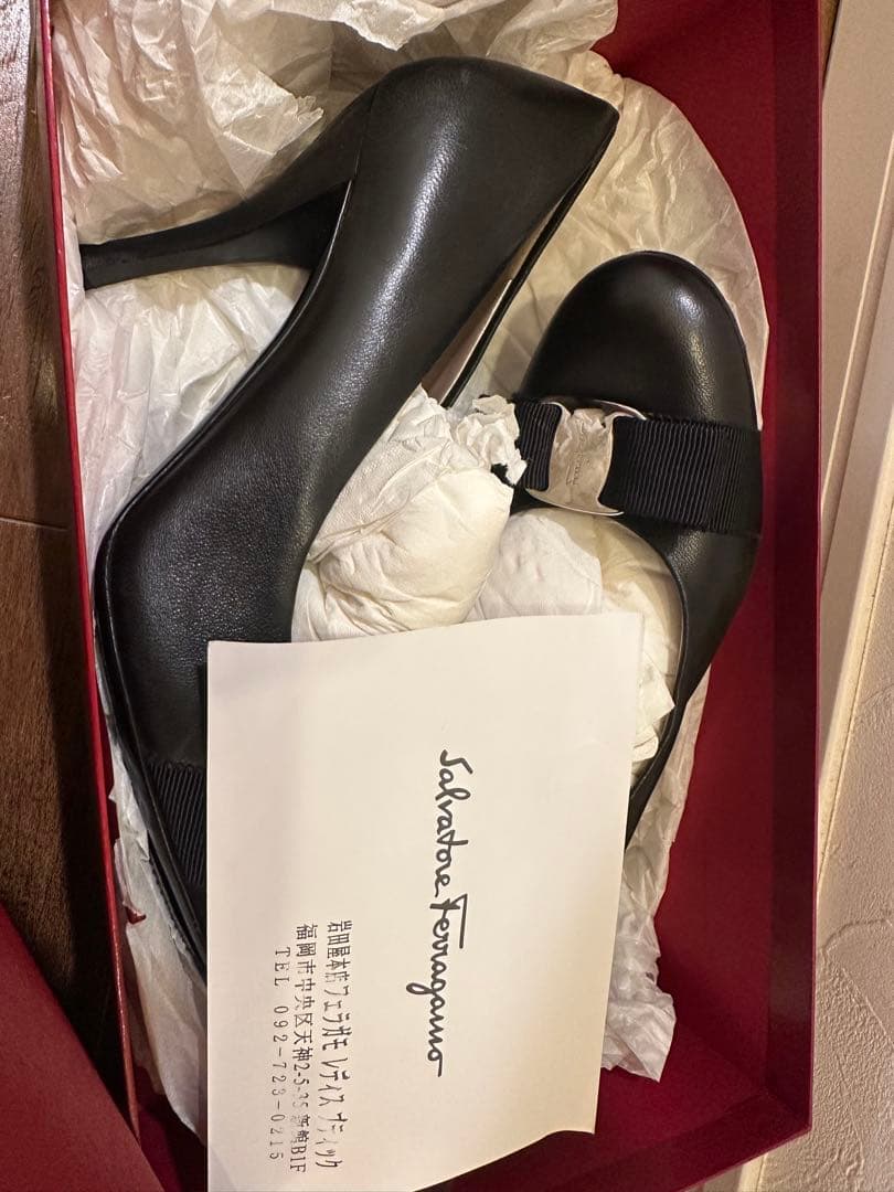 【極美品】フェラガモCARLA8cmヴァラリボンパンプス 6 1/2C 23.5