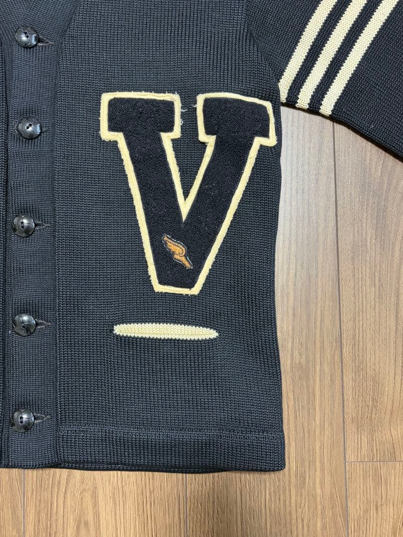 希少ブラック 1950s Dehenヴィンテージ レタードカーディガンワッペン付