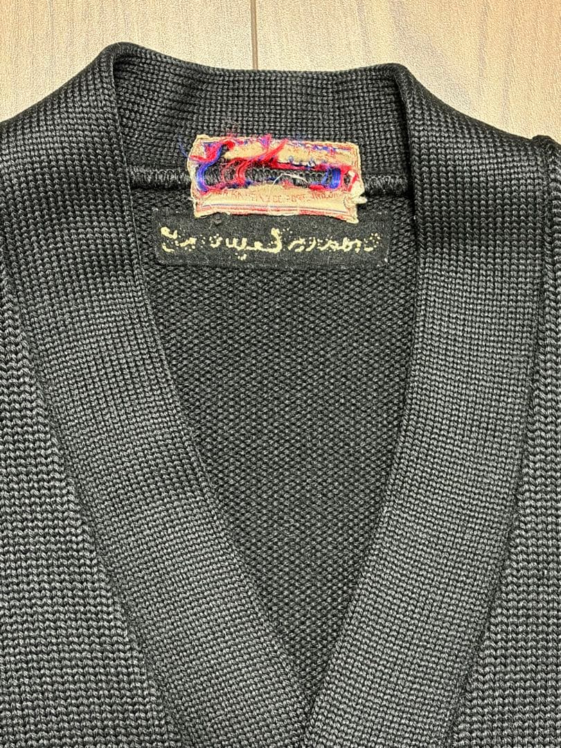 希少ブラック 1950s Dehenヴィンテージ レタードカーディガンワッペン付