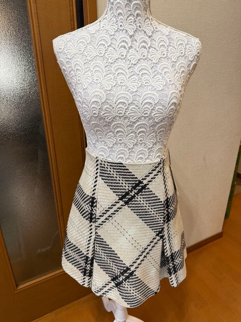 SNIDEL ロービングチェックミニスカート