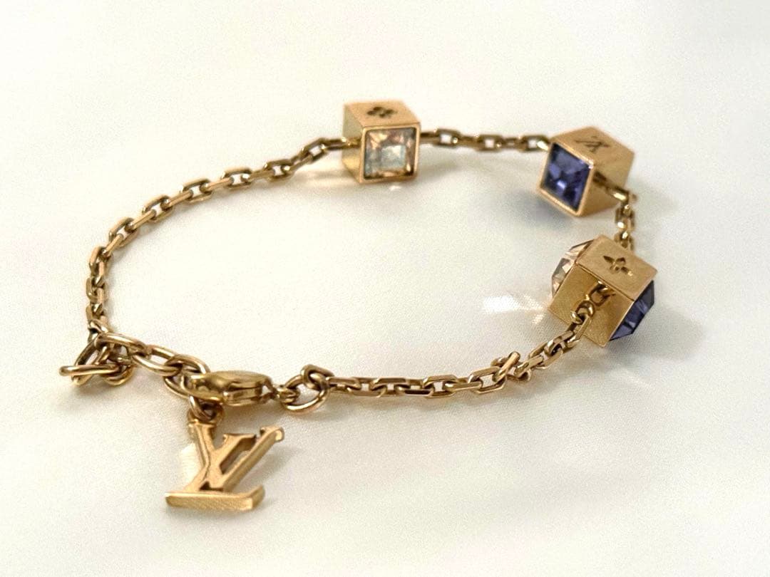 LOUIS VUITTONブレスレット ブラスレギャンブル パープル×クリア金紫