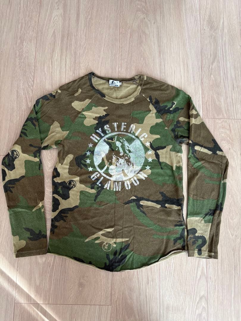 風星　【希少】ヒステリックグラマー 長袖 ロンT カモフラ 迷彩 M