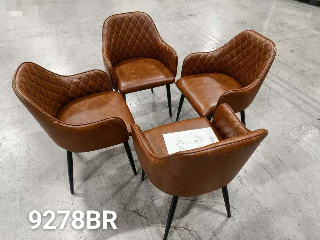 高級感レザーファブリックダイニングチェアグレー4脚セットスチール脚北欧風おしゃれ