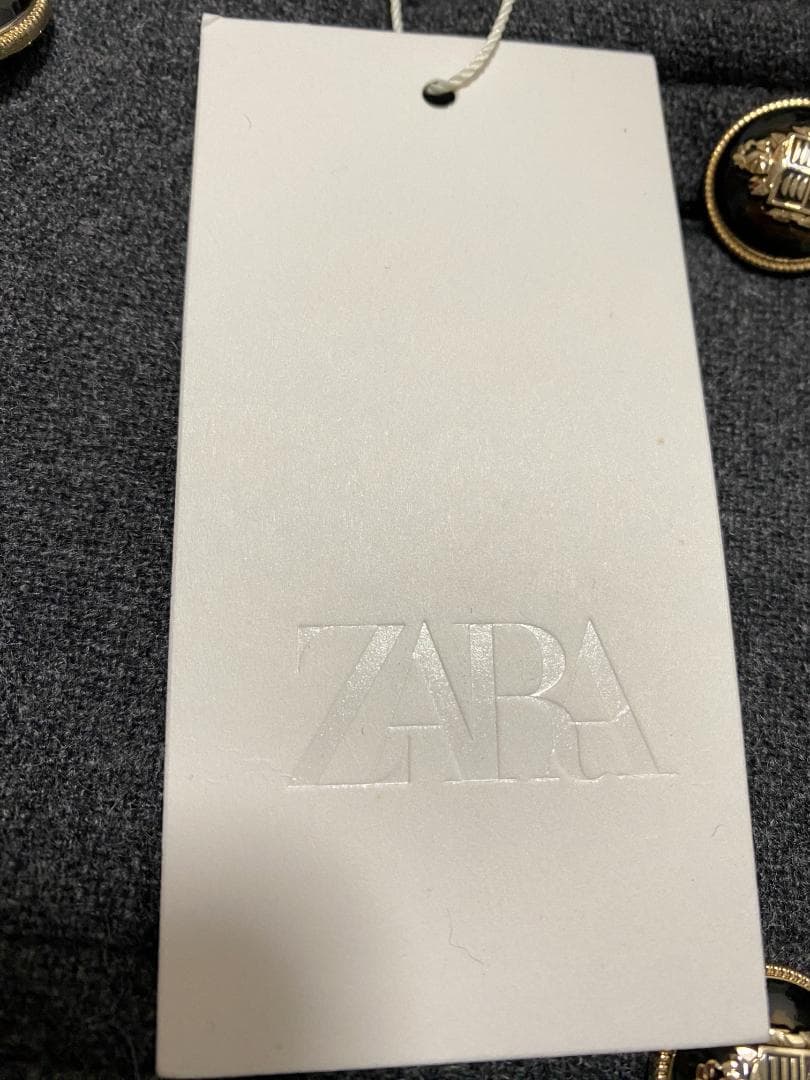 ZARA ウールダブルブレストコート グレー XL