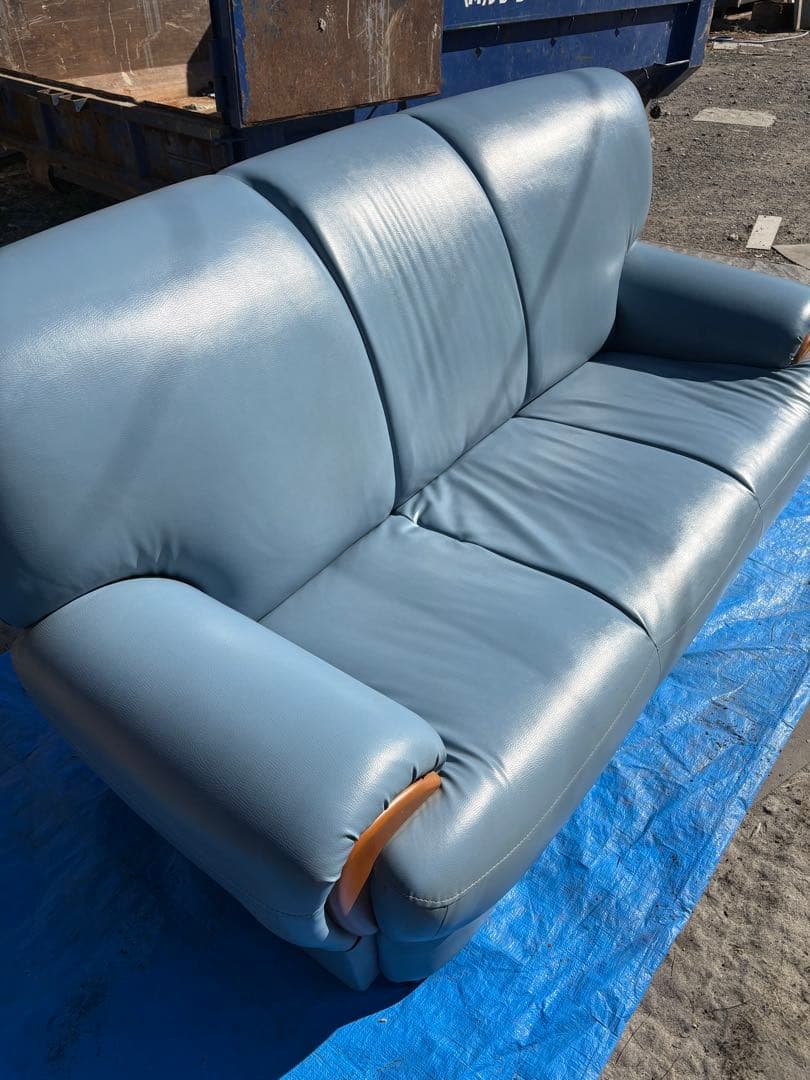 3人掛け　ソファー　ブルー　中古　引取り限定