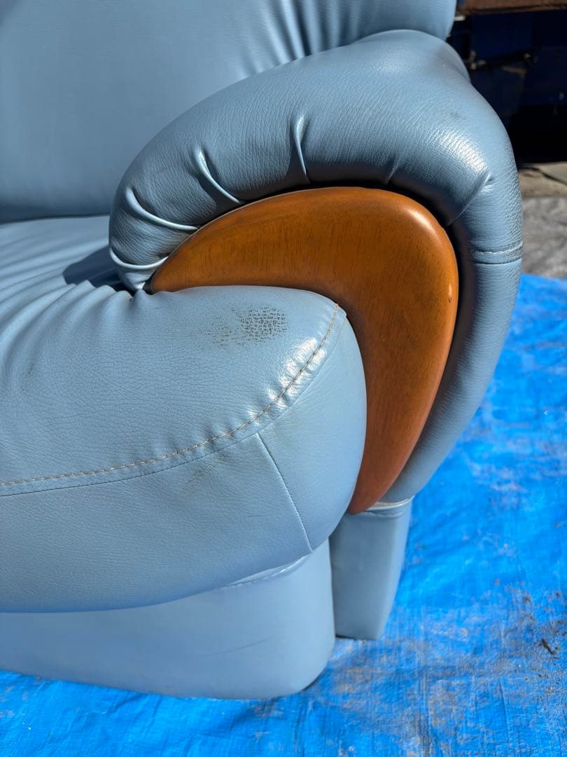 3人掛け　ソファー　ブルー　中古　引取り限定