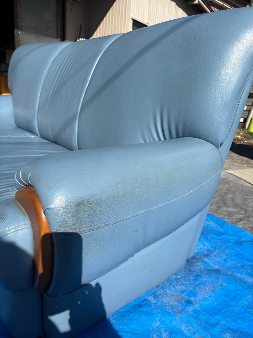 3人掛け　ソファー　ブルー　中古　引取り限定