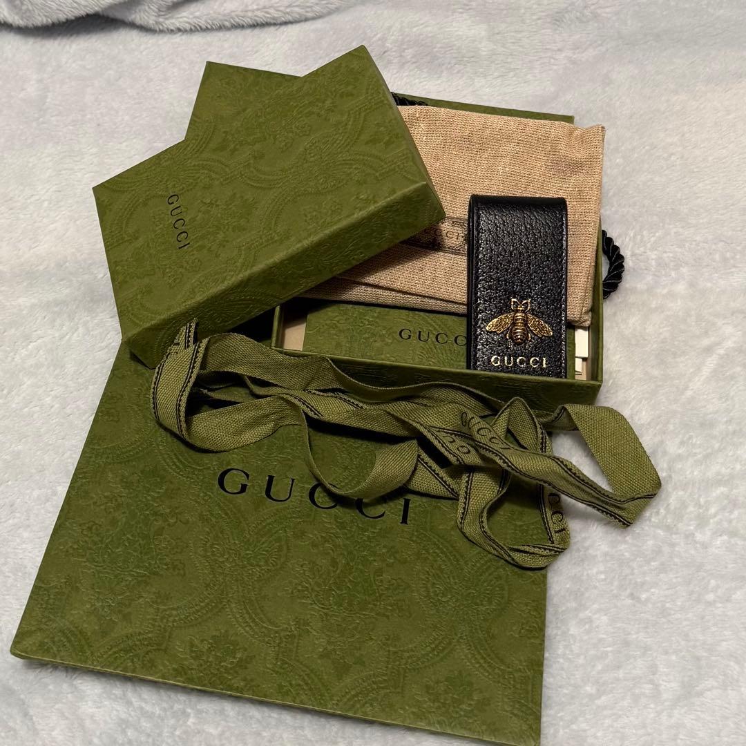 GUCCI アニマリエ レザー マネークリップ