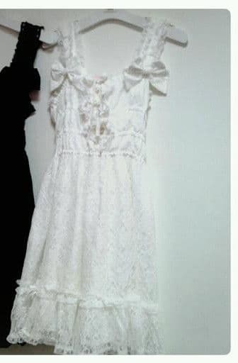 新古品 メタモルフォーゼ 総レースシャーリングJSK オフ白