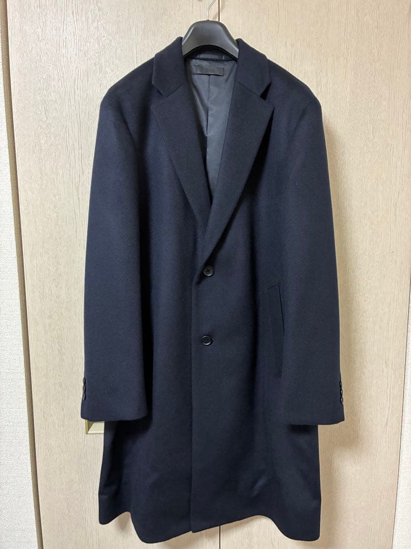 ネイビー ウールカシミヤチェスターコート