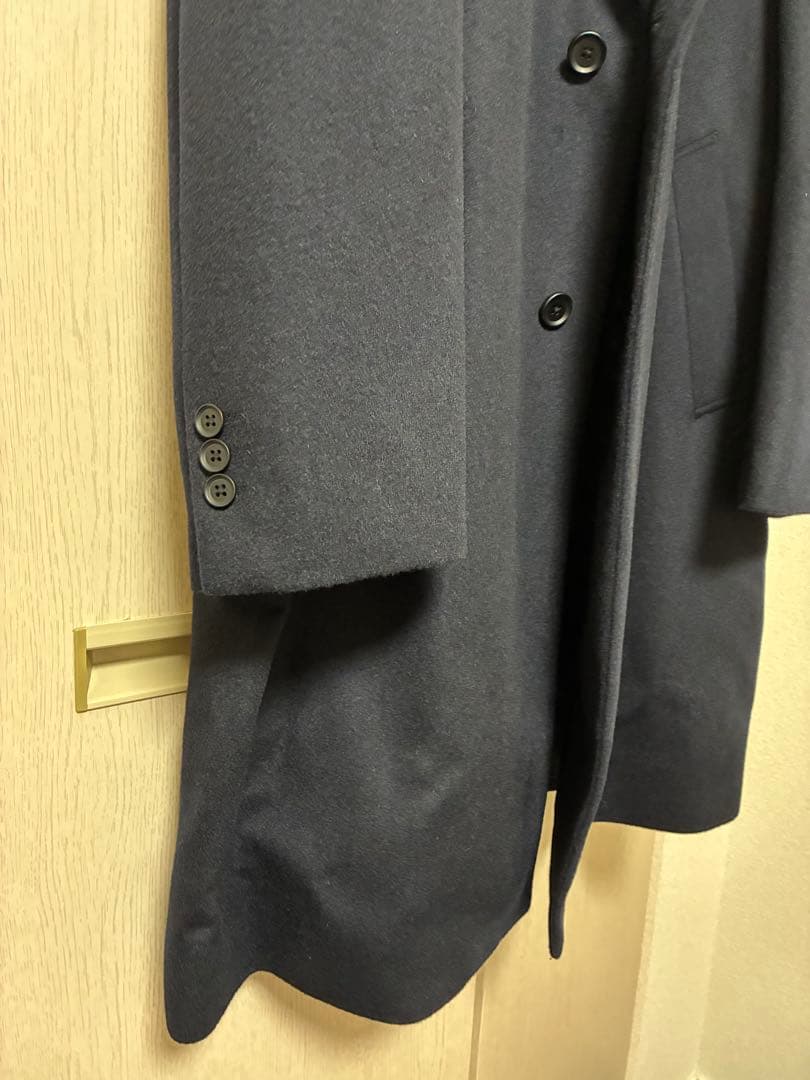 ネイビー ウールカシミヤチェスターコート