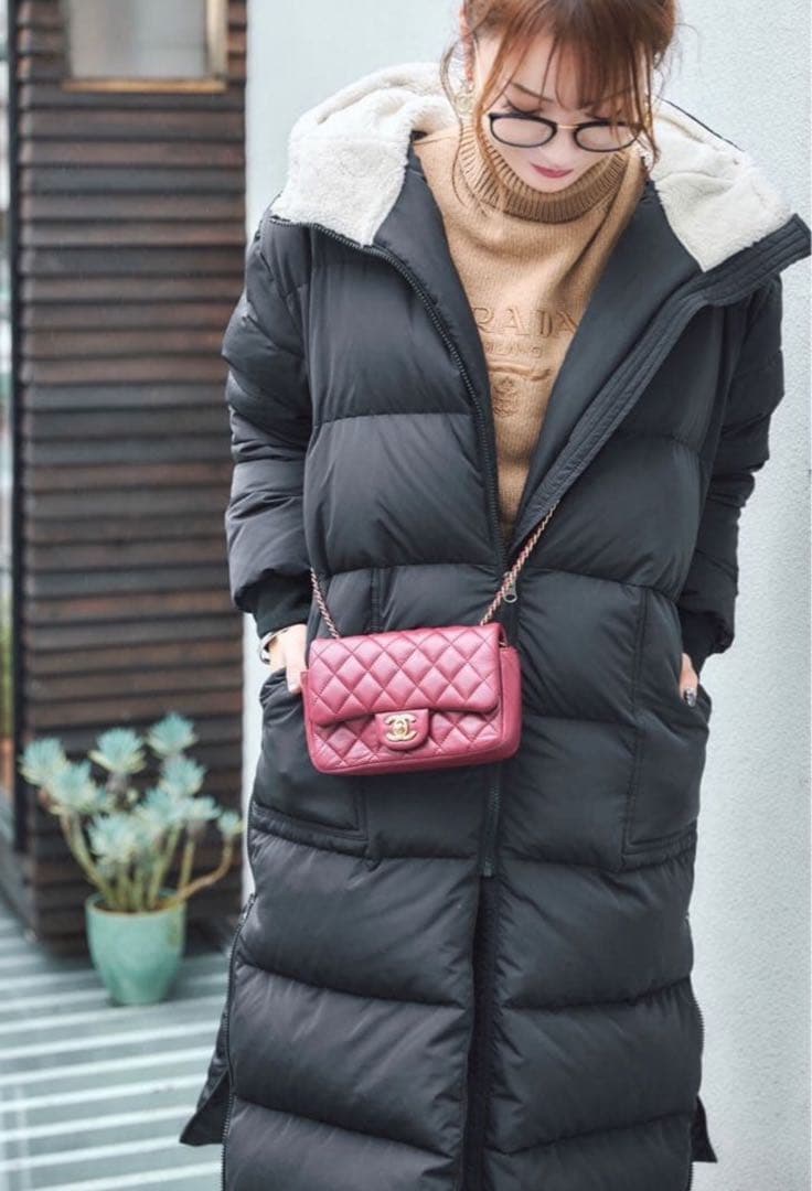 mite 成瀬愛里　ブラック ロングダウンジャケット