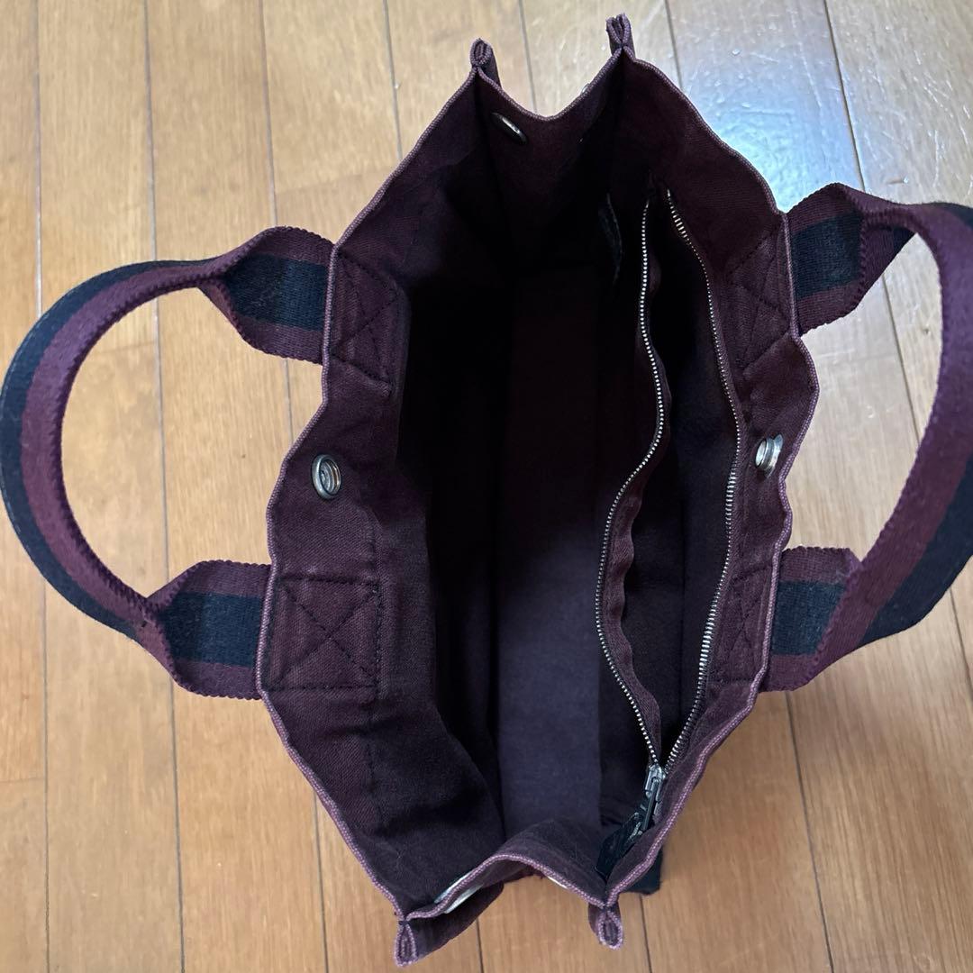 HERMES キャンバストートバッグ　黒とワイン色