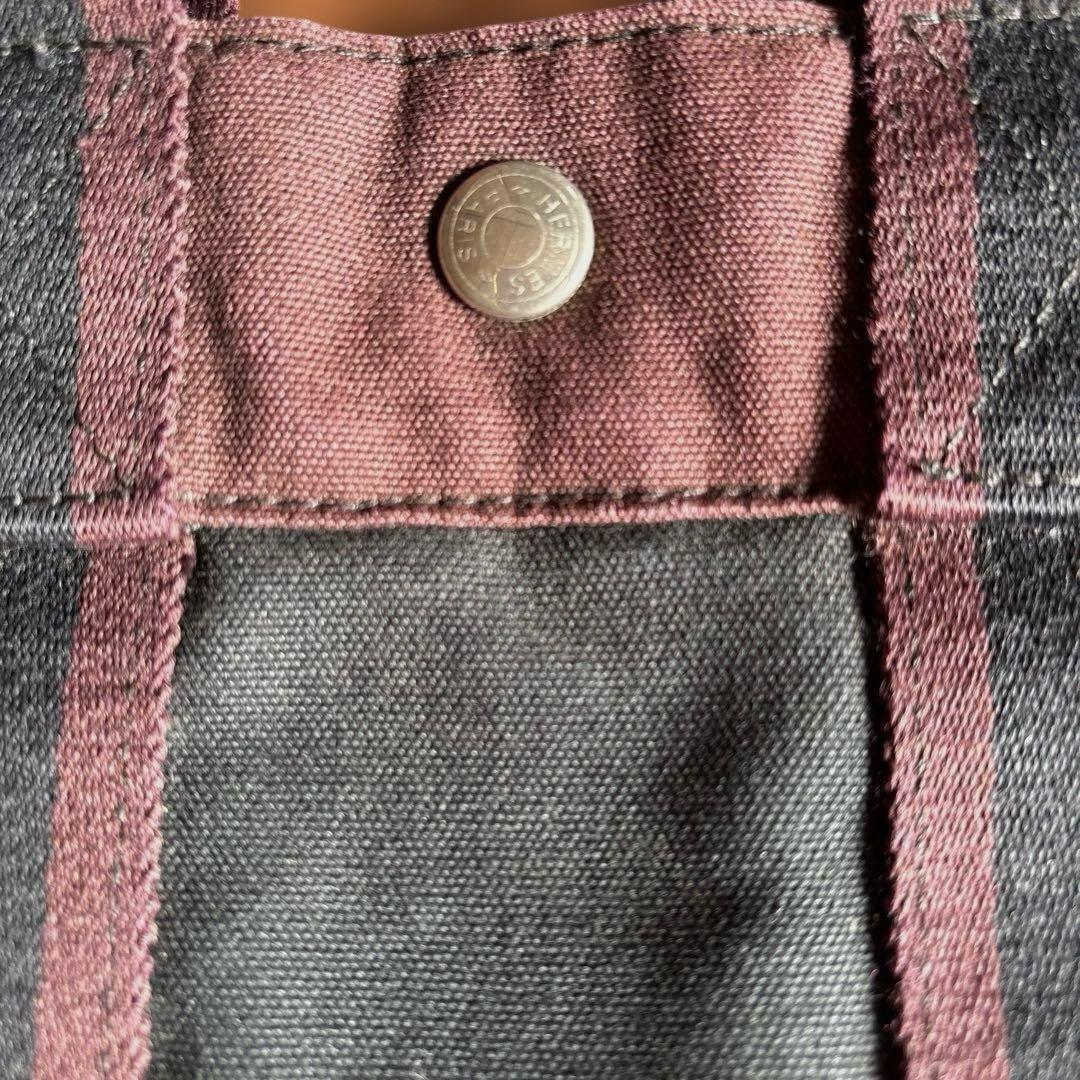 HERMES キャンバストートバッグ　黒とワイン色