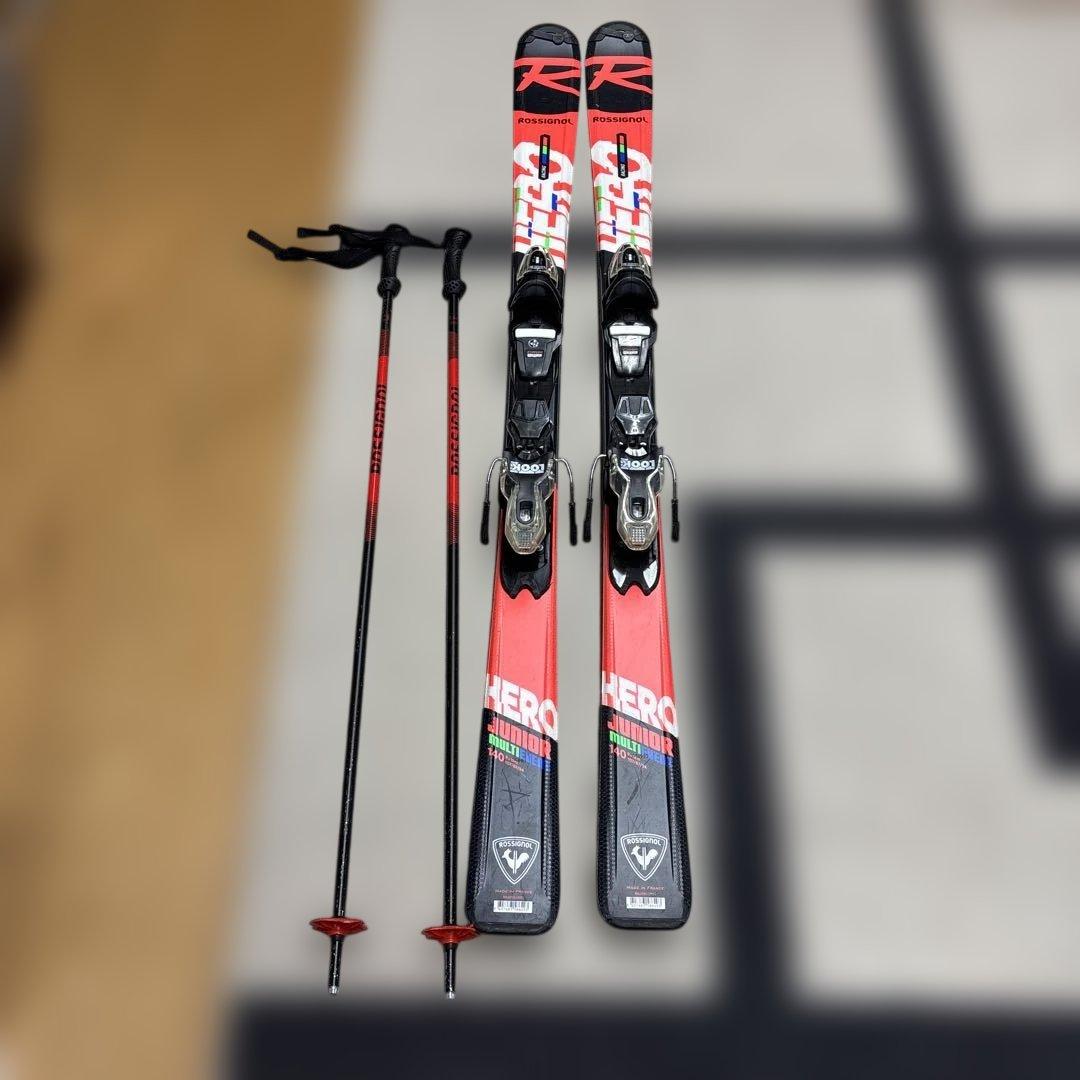 ROSSIGNOL キッズ　スキー板 140cm ストック100センチ付き