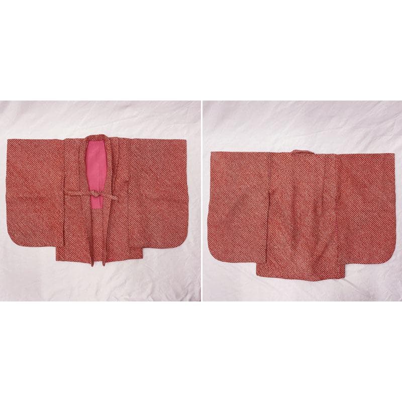 507ag1◎七五三 三歳 女児 お正月 節句 着物&被布&羽織 総絞り 赤黒◎