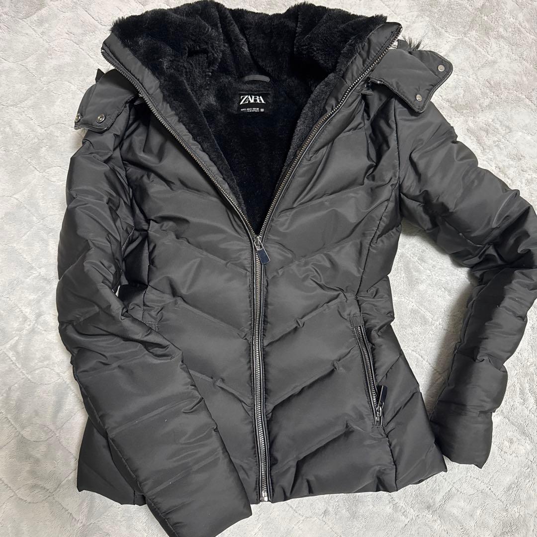 3way ZARA ザラ ダウンジャケット ボア ファー付き ブラック S