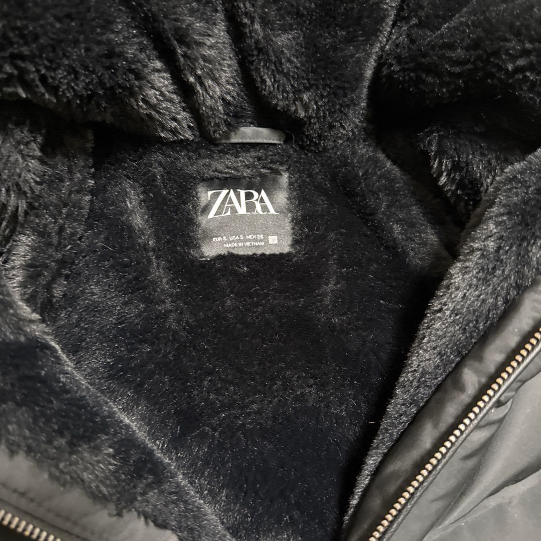 3way ZARA ザラ ダウンジャケット ボア ファー付き ブラック S