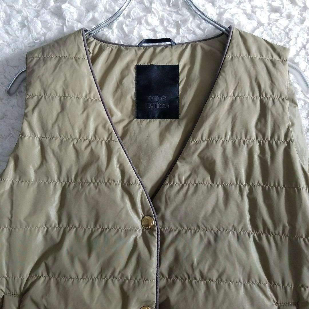 TATRAS✨インナーダウンベスト モスグリーン カーキ Vネック 金ボタン