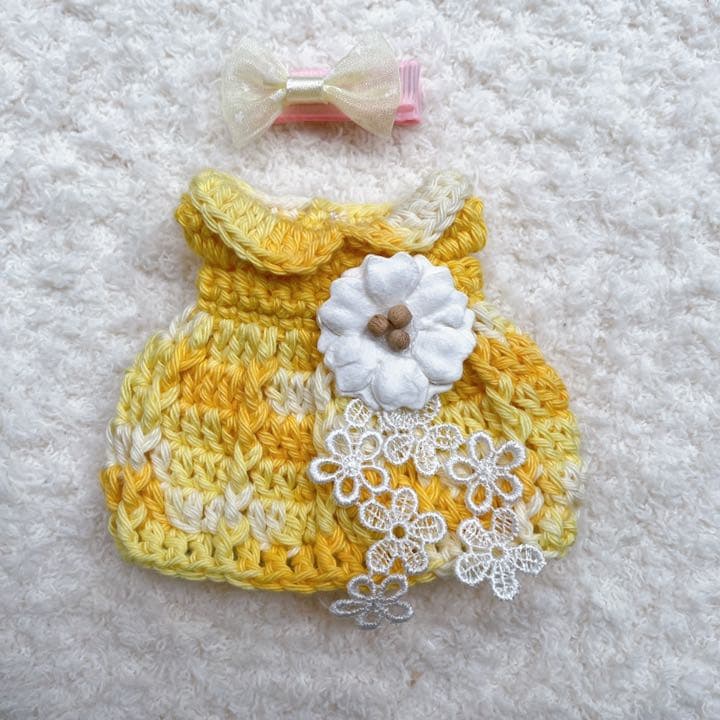 ☆ハンドメイド イルメール マリーちゃんワンピース(段染めイエロー)おまけ付☆