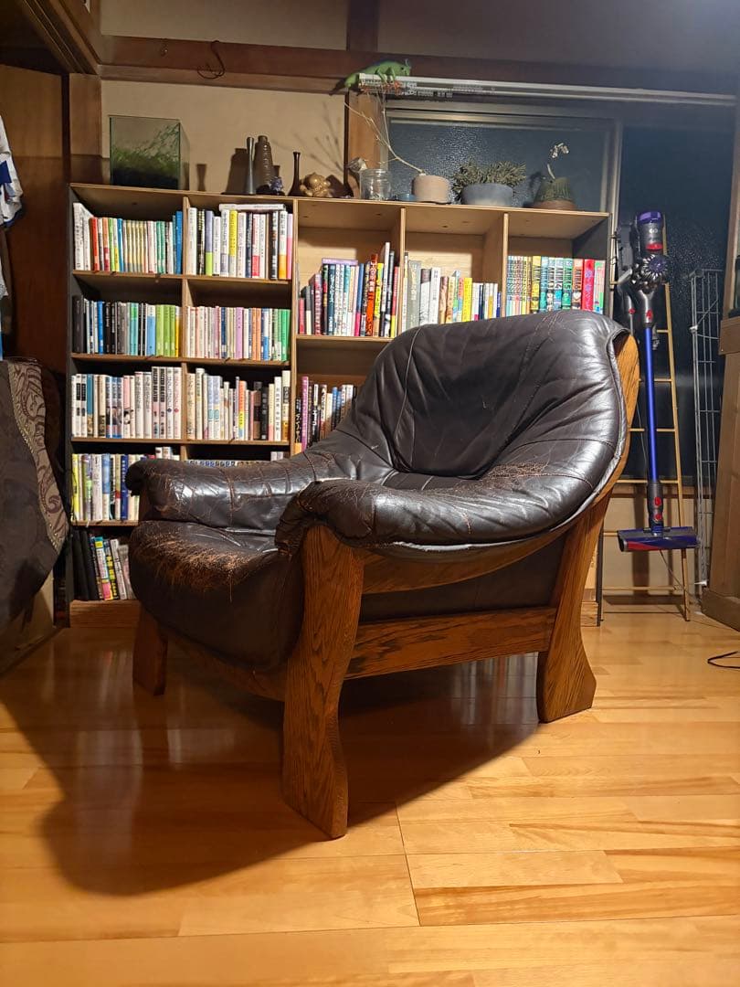 オランダ製 本革 1人掛けソファ ダークブラウン【引き取り限定/値段交渉可】