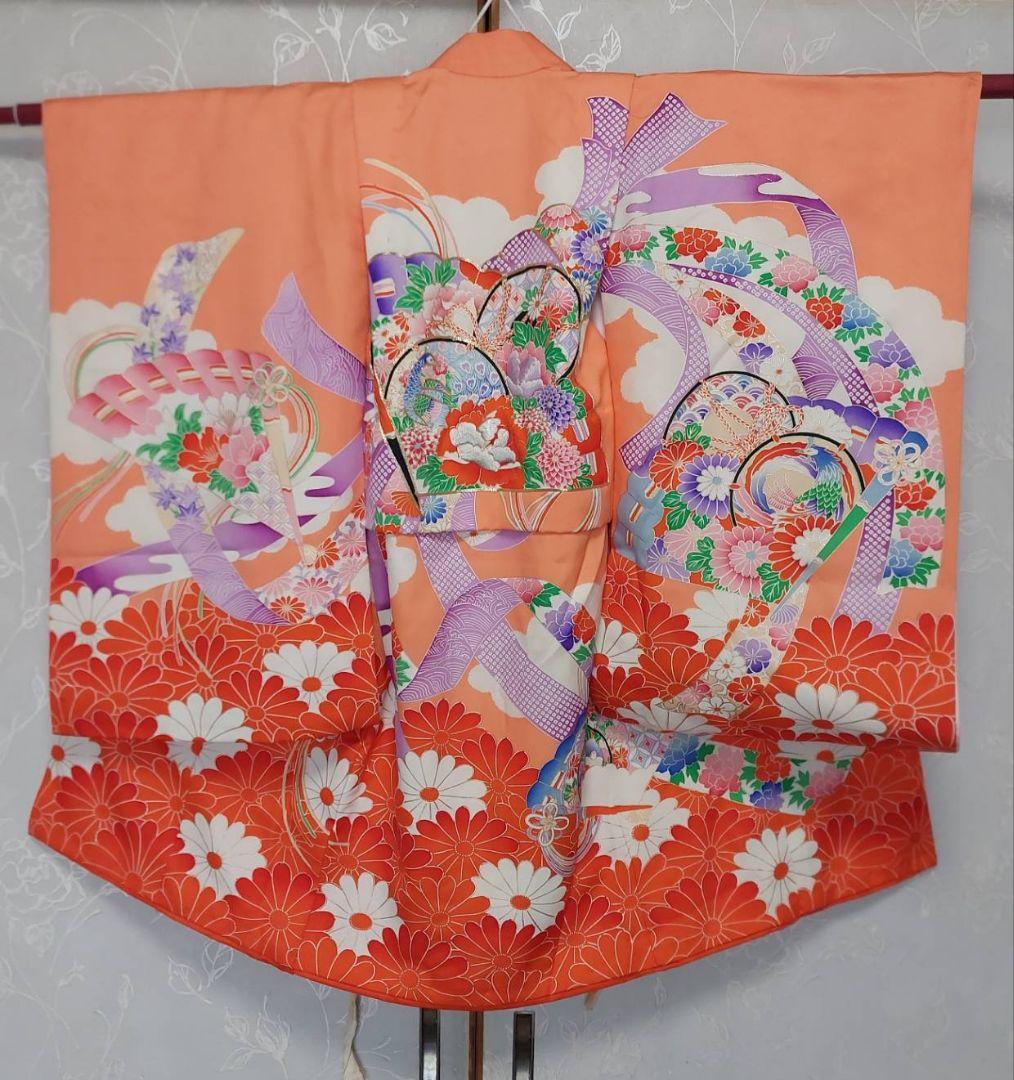 NA944アンティーク子供着物正絹長襦袢付き無双袖着丈79センチ裄丈39センチ