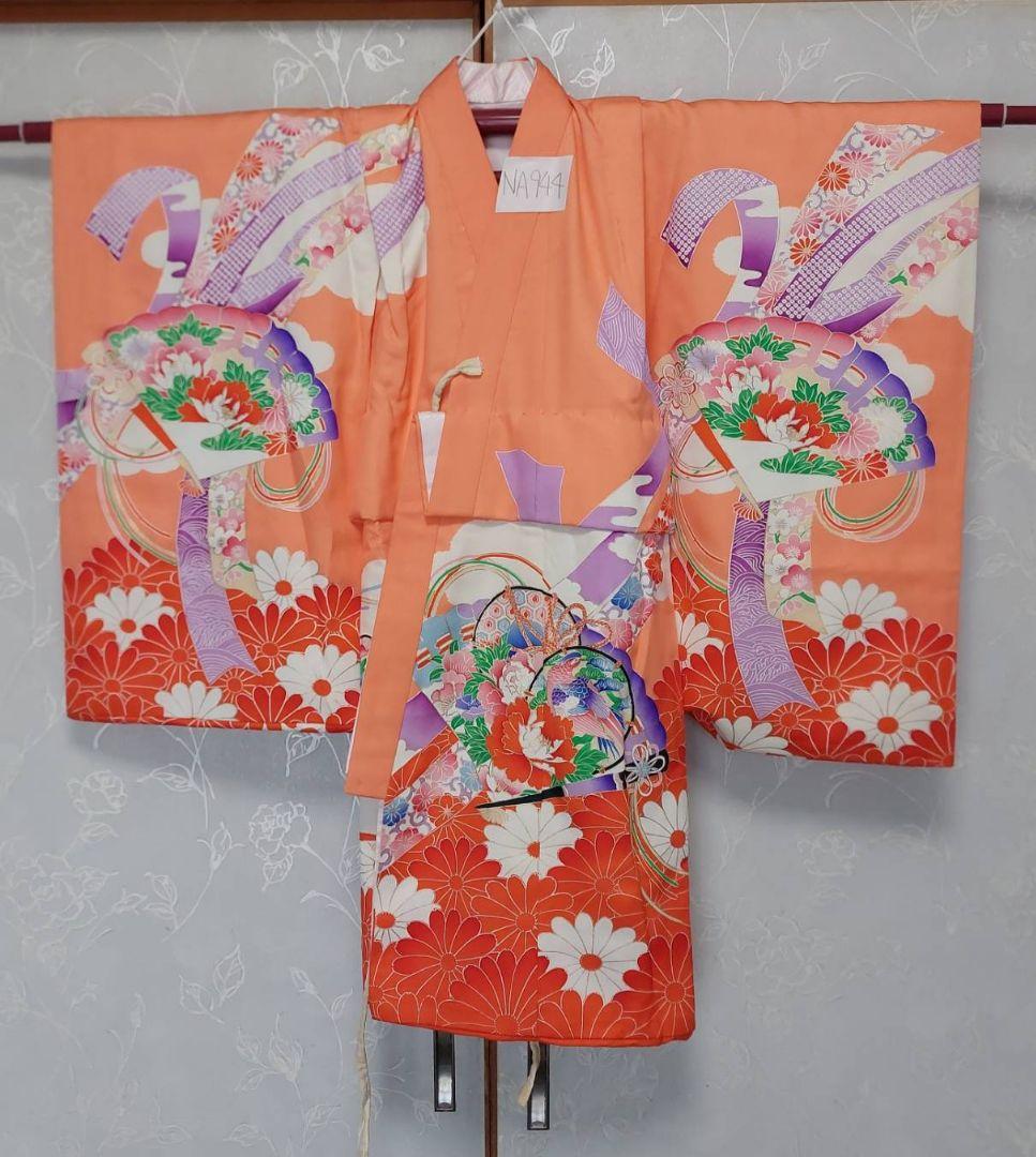 NA944アンティーク子供着物正絹長襦袢付き無双袖着丈79センチ裄丈39センチ