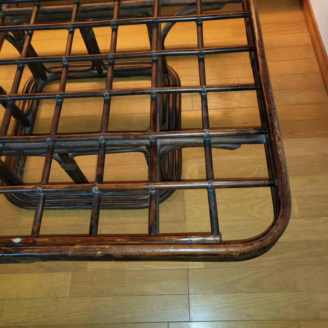 ラタンテーブル　ガラステーブル　大型 センターテーブル　ラタン　ローテーブル