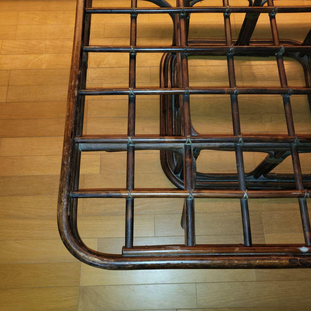 ラタンテーブル　ガラステーブル　大型 センターテーブル　ラタン　ローテーブル