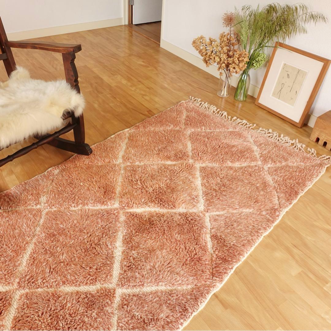 【モロッコ直輸入】手織りラグ　一点物　ベニワレン　美品