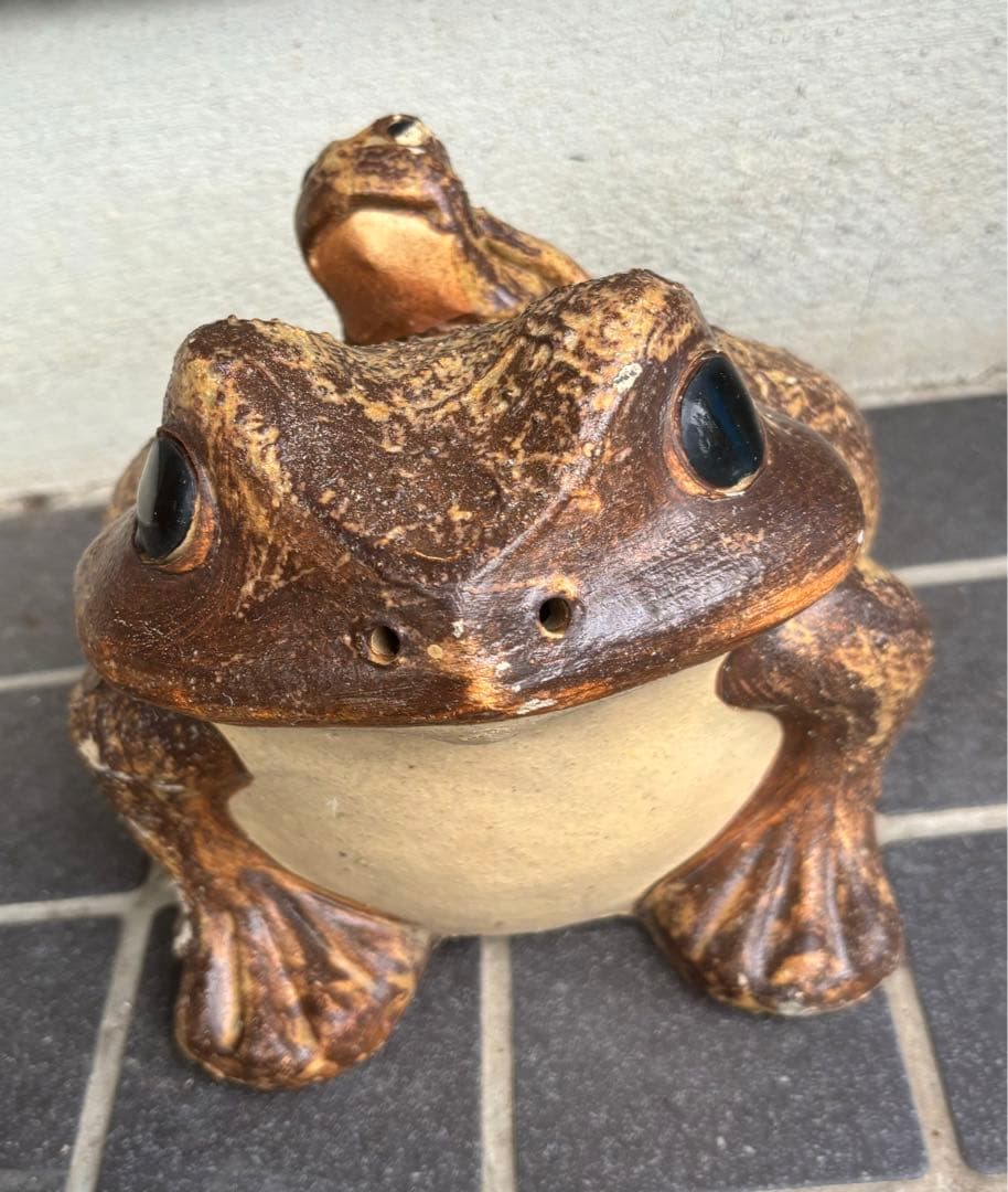 ビンテージ！骨董品　信楽焼　親子蛙　縁起物　開運