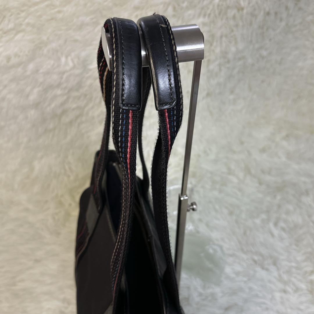 ポールスミス マルチストライプ ナイロン トートバッグ ブラック 大容量