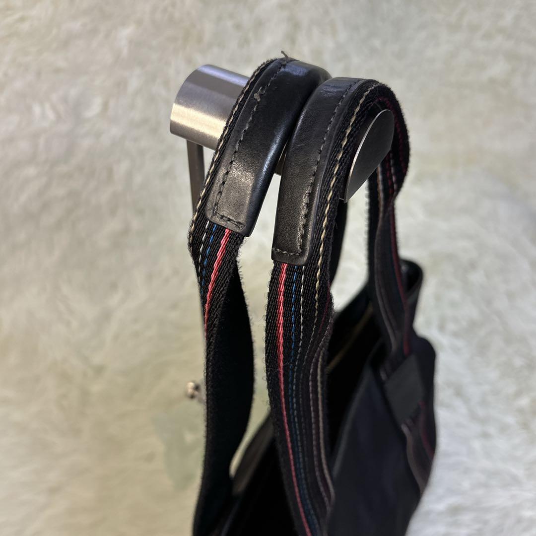 ポールスミス マルチストライプ ナイロン トートバッグ ブラック 大容量