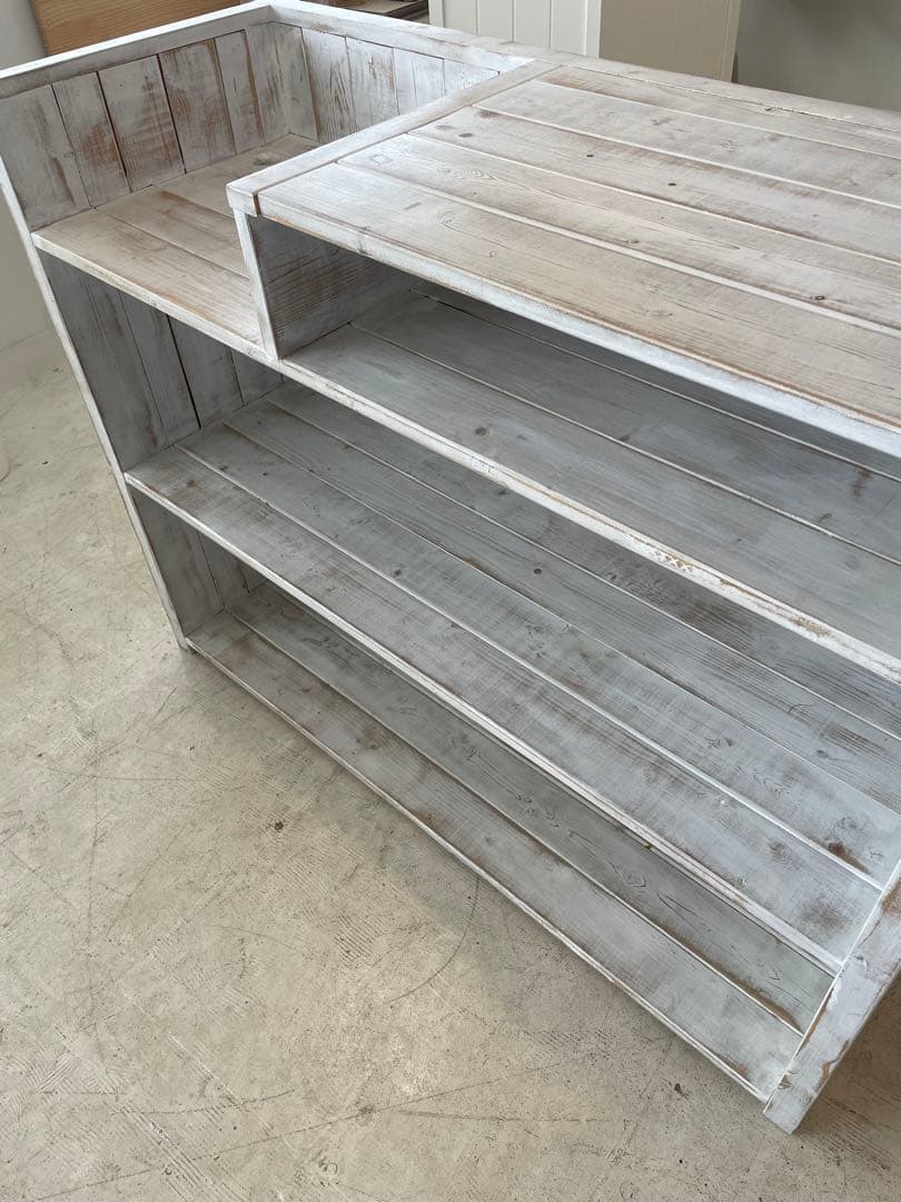 木製店舗什器 レジカウンター　ホワイトシャビー